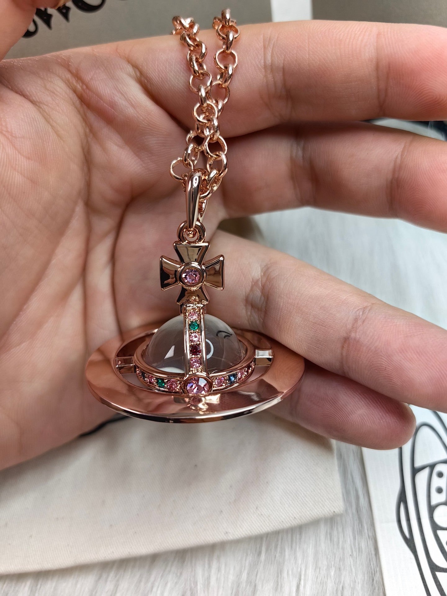 Mother Three-dimensional Planet Glacier Blue Large Necklaces