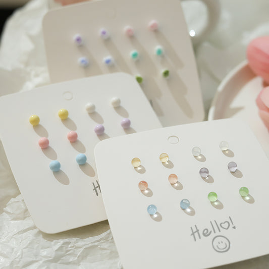 Macaron Color Series Simple Small Earings Set Daily Earrings