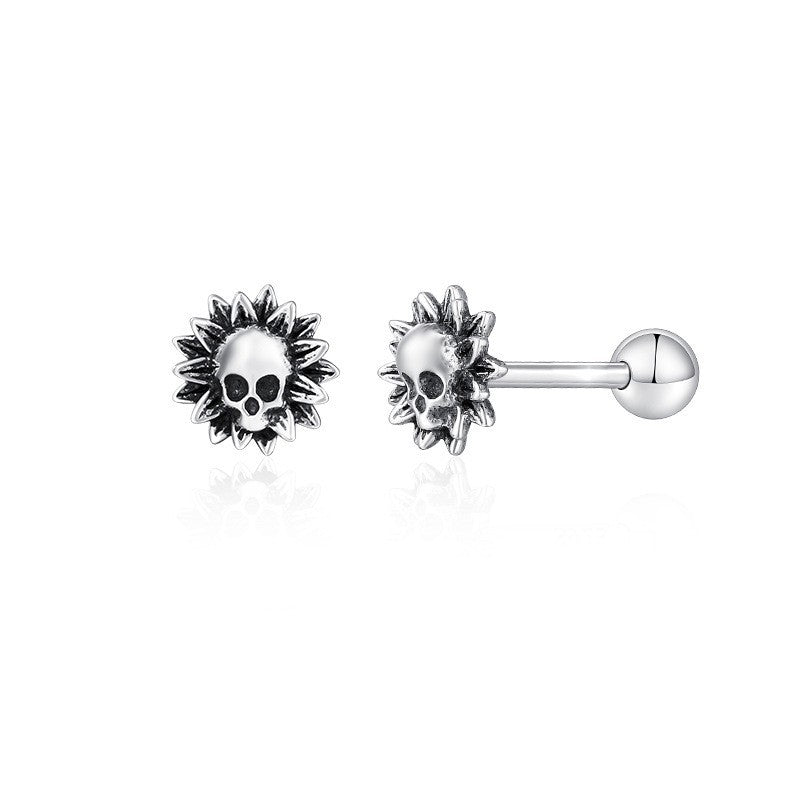 Screw Beads Gentleman Skull Easter Distressed Punk Dark Style Earrings