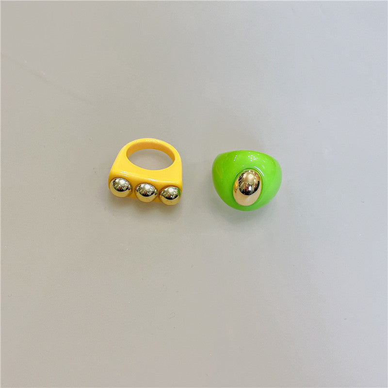 Retro Square Acrylic Geometric Resin Cold Wind Rings
