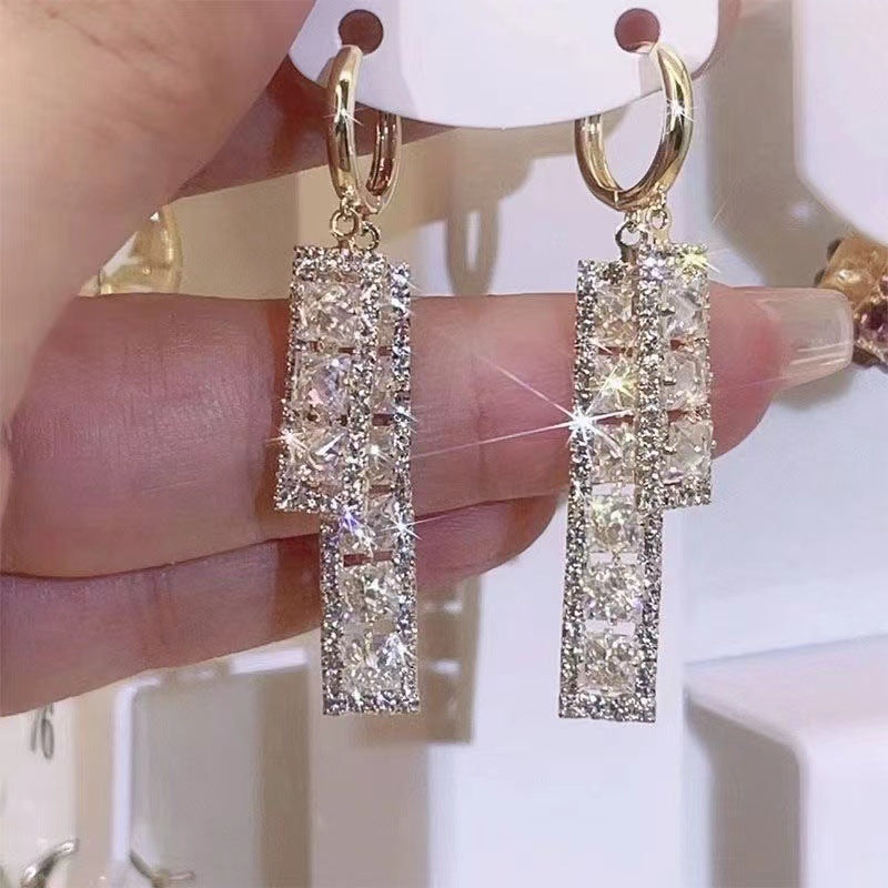 Women's Full Zircon Tassel For Light Luxury Earrings