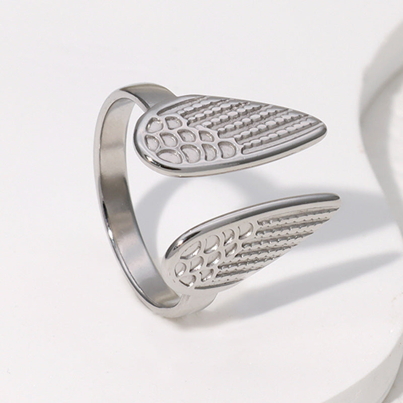 Steel Open Wings Personalized Minority Index Rings