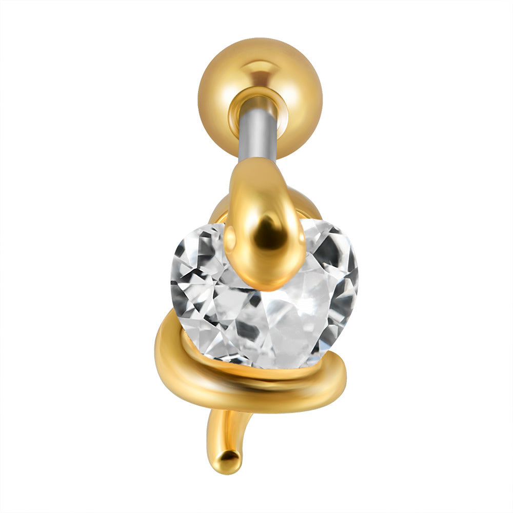 Coiled Heart Straight Rod Bone Male Earrings