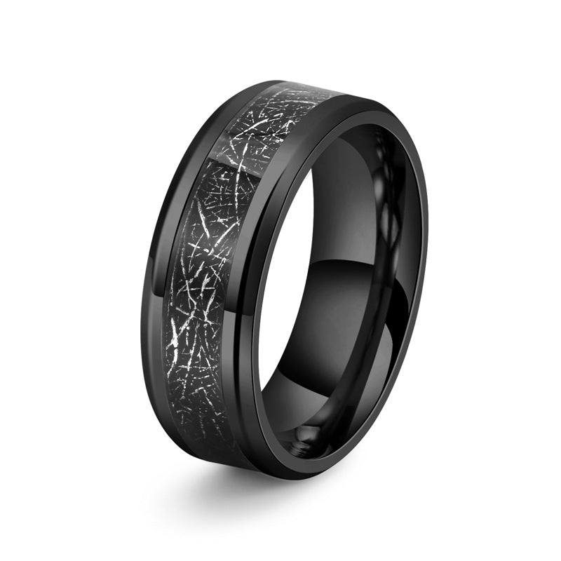Men's Trendy Black Inlaid Silk Sports Style Rings
