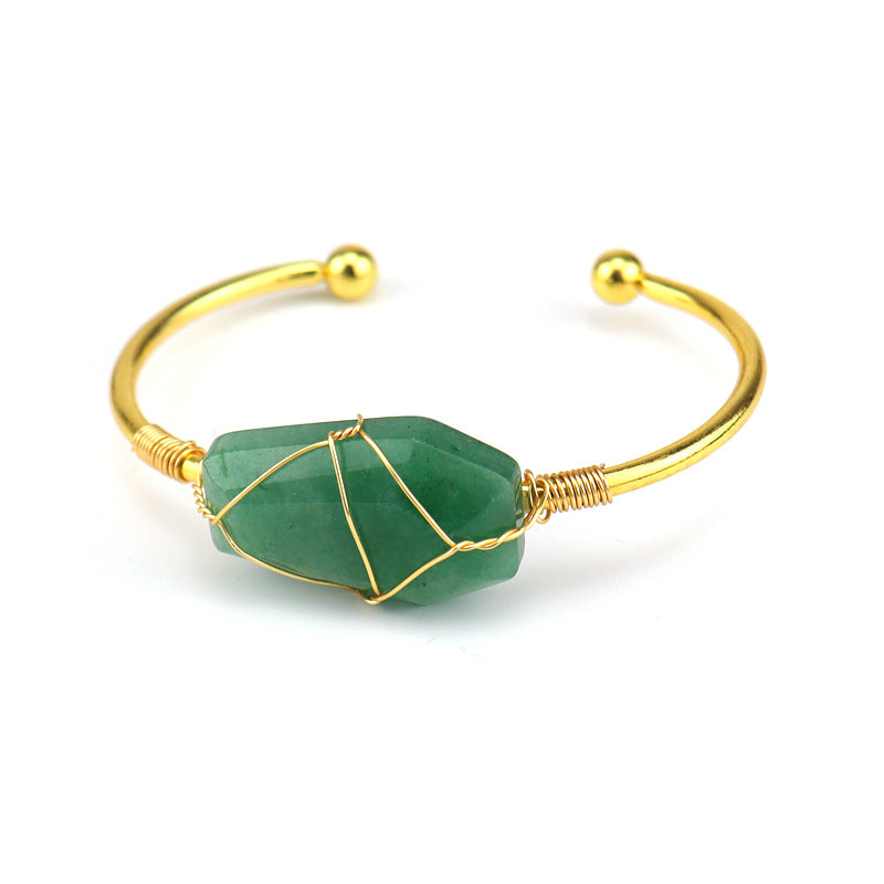 Handmade Gold Copper Wire Winding Natural Bracelets