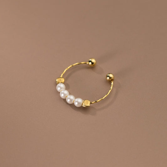 Women's Korean Fresh Light Bead Open Beads Rings