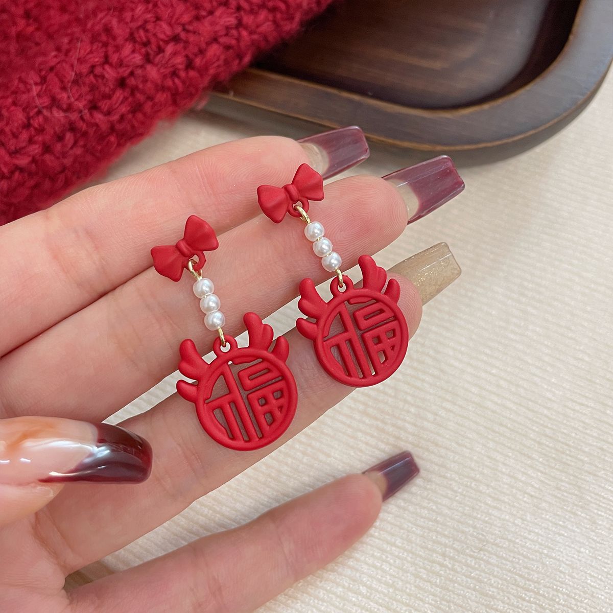 Female Sier Needle Niche Sweet Bow Tassel Rings