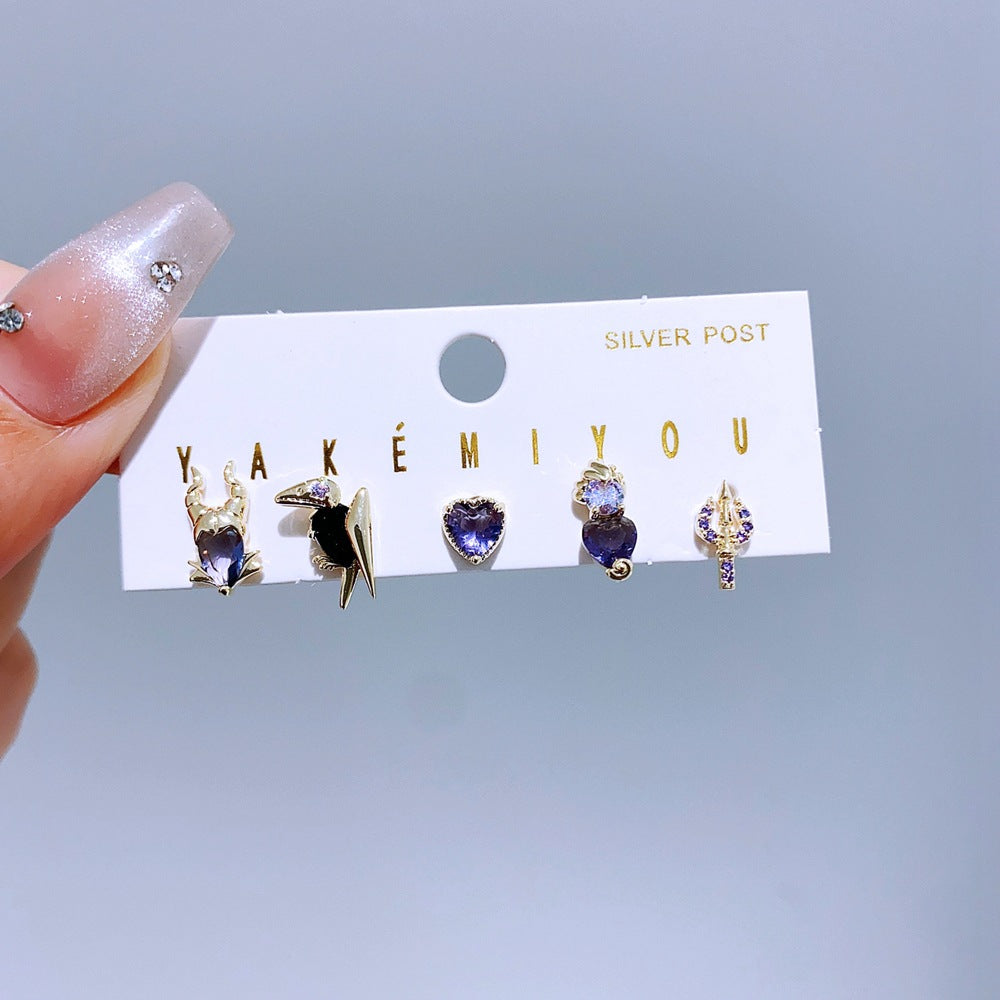 Zircon Set Fairy Tale Movie Villain Earrings