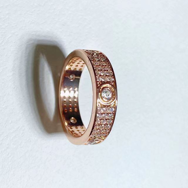 Women's & Men's Starry Three-row Drill Couple Rose Gold Rings