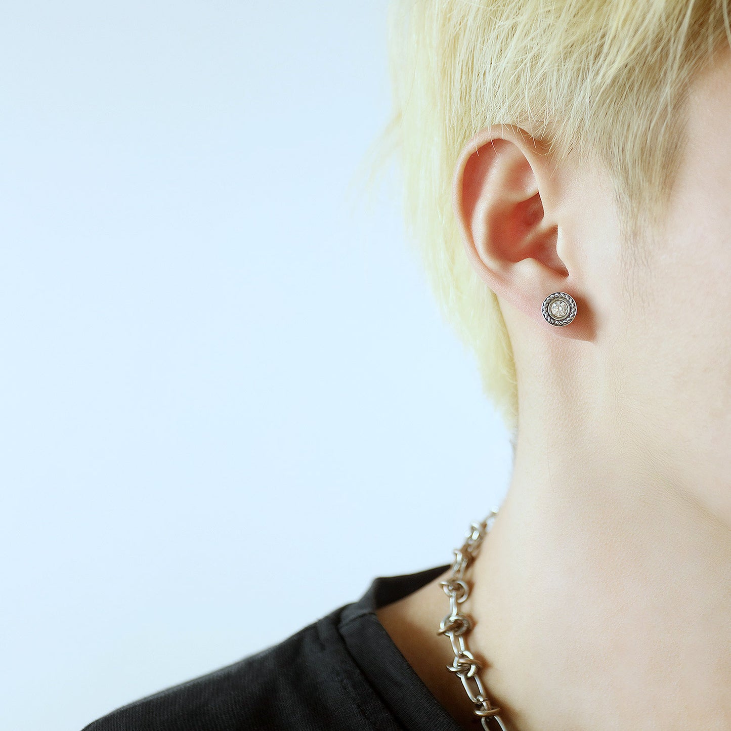 Personality Simple Titanium Steel Ear Round Earrings