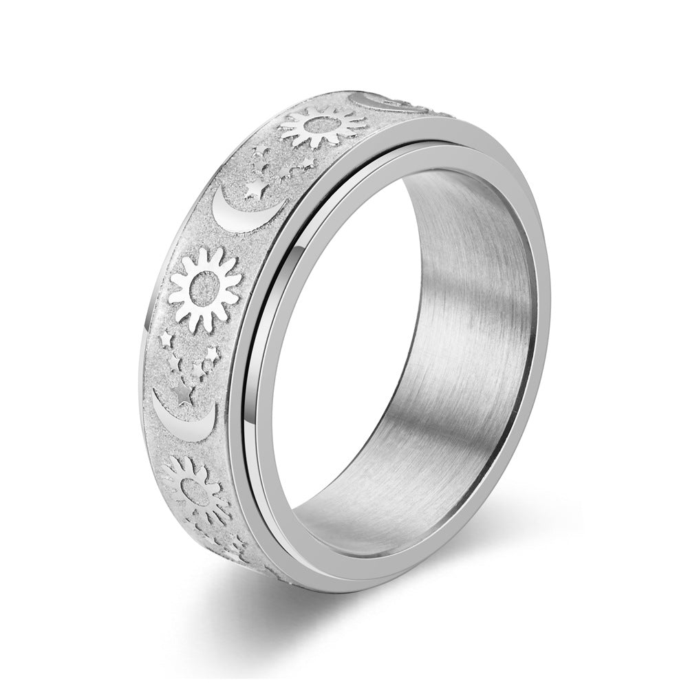 Sun Moon Star Titanium Steel Casting Rotatable Rings