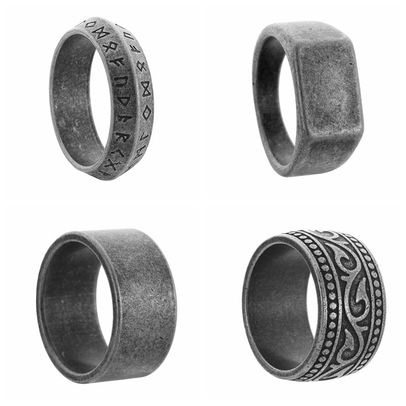 Men's Ancient Sier Accessories Old Titanium Steel Rings