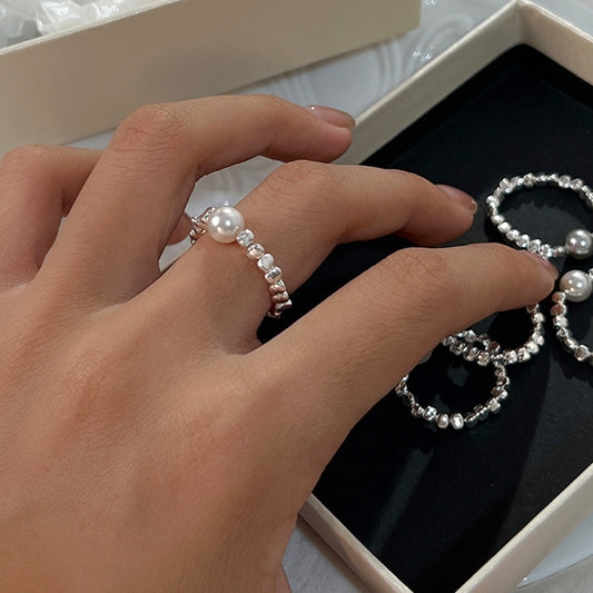 Women's Pearl Small Pieces Of Sier For Design Index Finger Rings