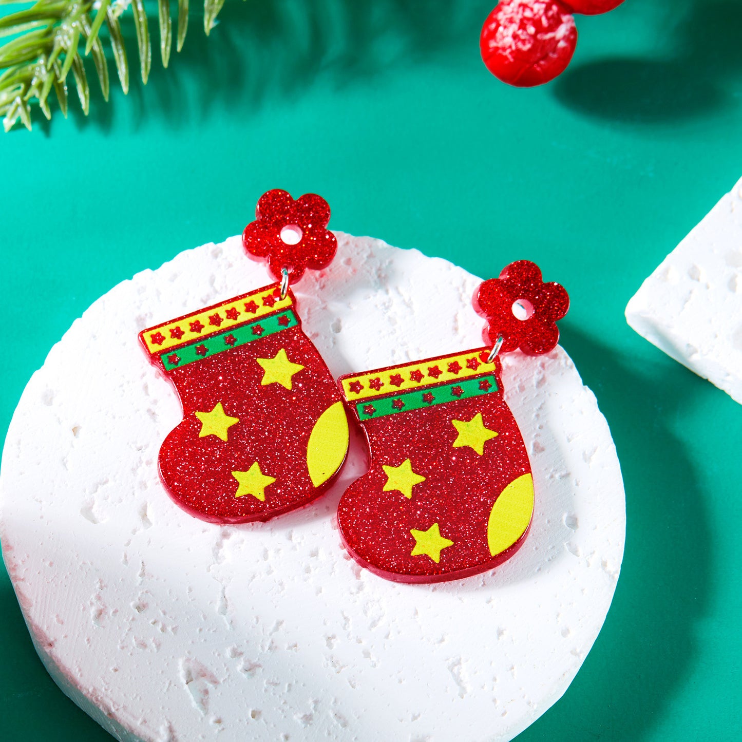 Women's Christmas Creative Cartoon Colorful Tree Acrylic Earrings