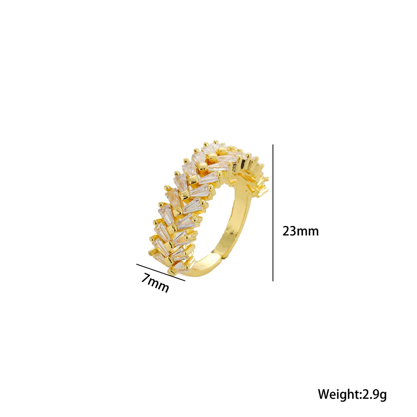 Temperament Double Row Diamond Zircon Opening Adjustable Female Rings