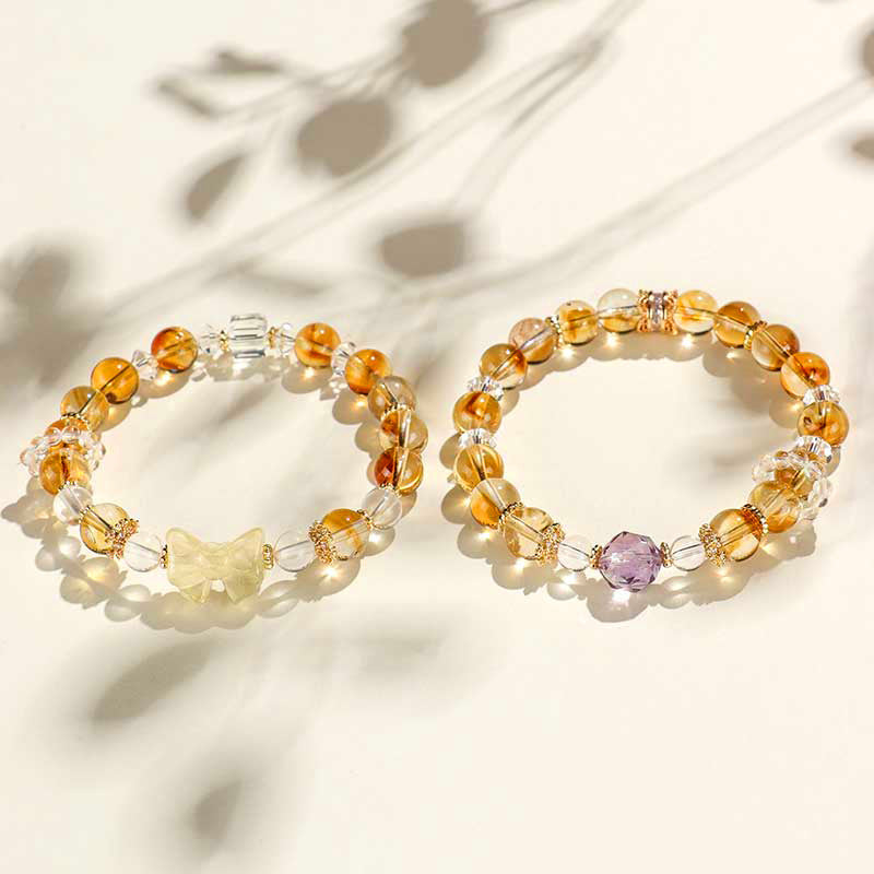Lemon Bow Beaded Female Niche High Bracelets