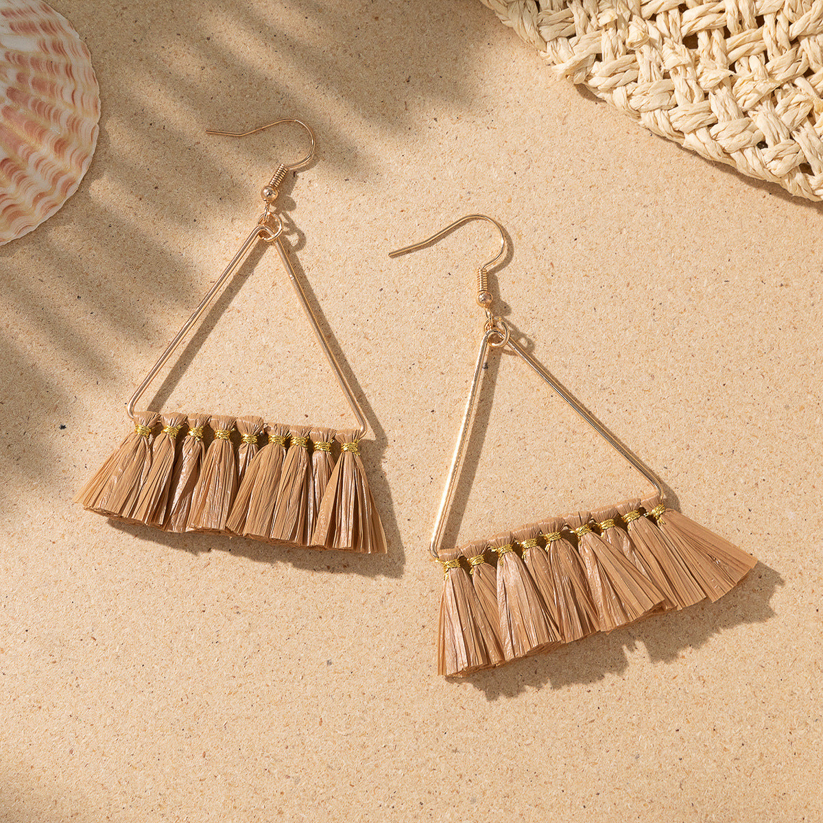 Women's Style Woven Raffia Design Sense Niche Earrings
