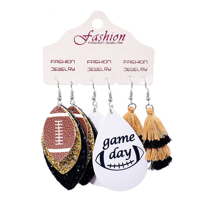 Suit Christmas Gift Football Rugby Softball Earrings