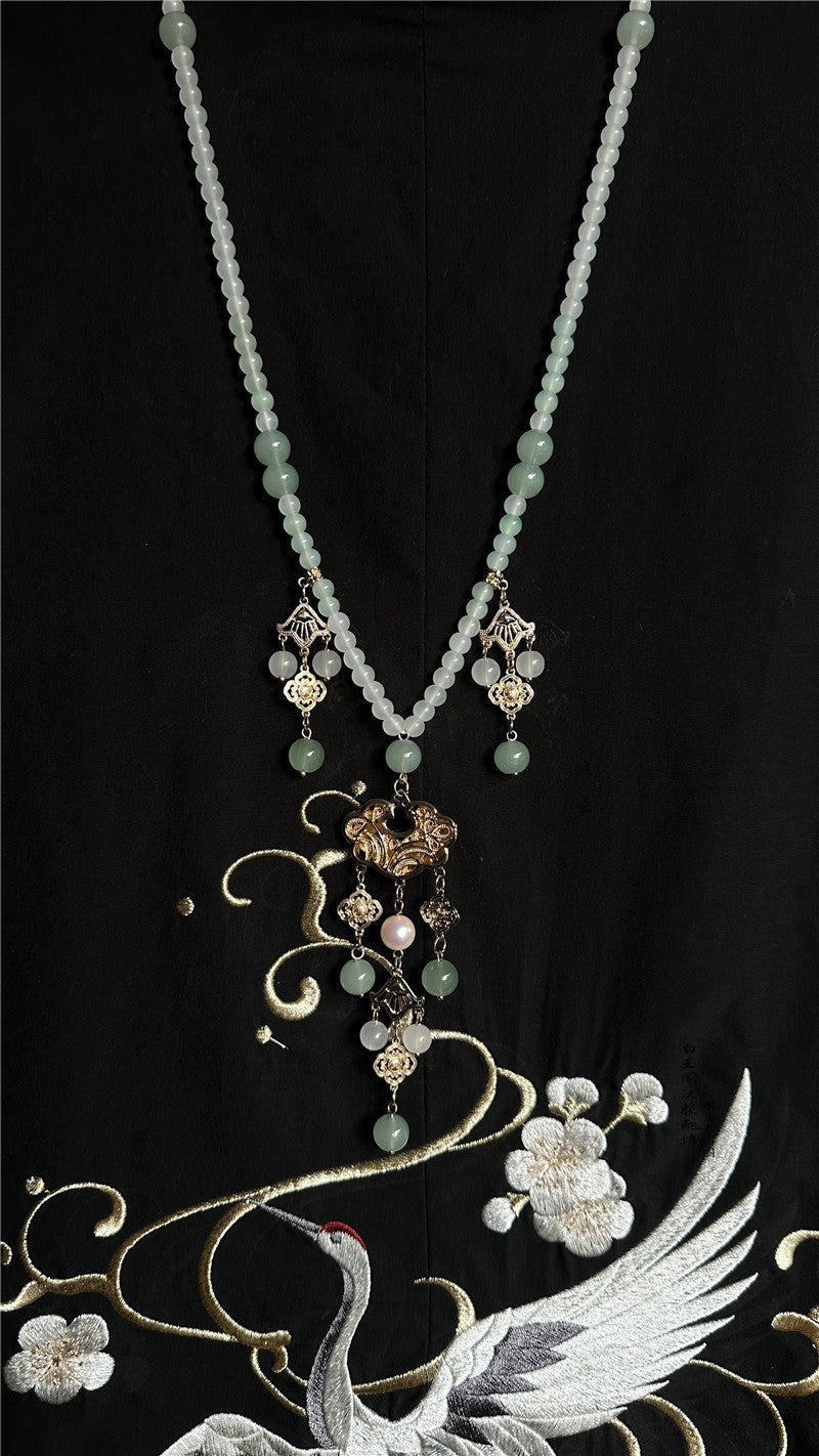 Women's Ancient Style Natural Stone Glaze Long Necklaces