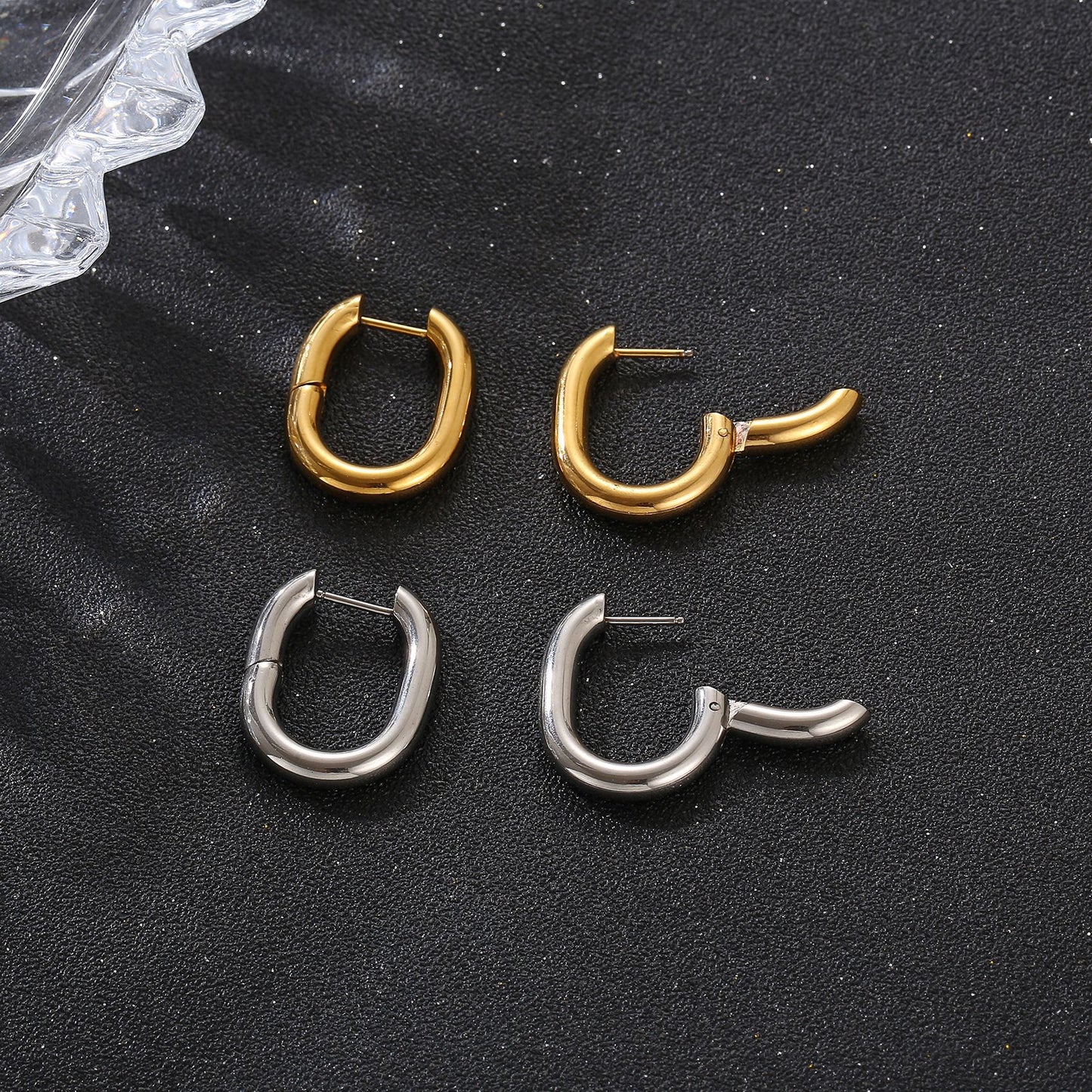 Women's Steel Gold-plated Stainless Gold U-shaped Ear Earrings