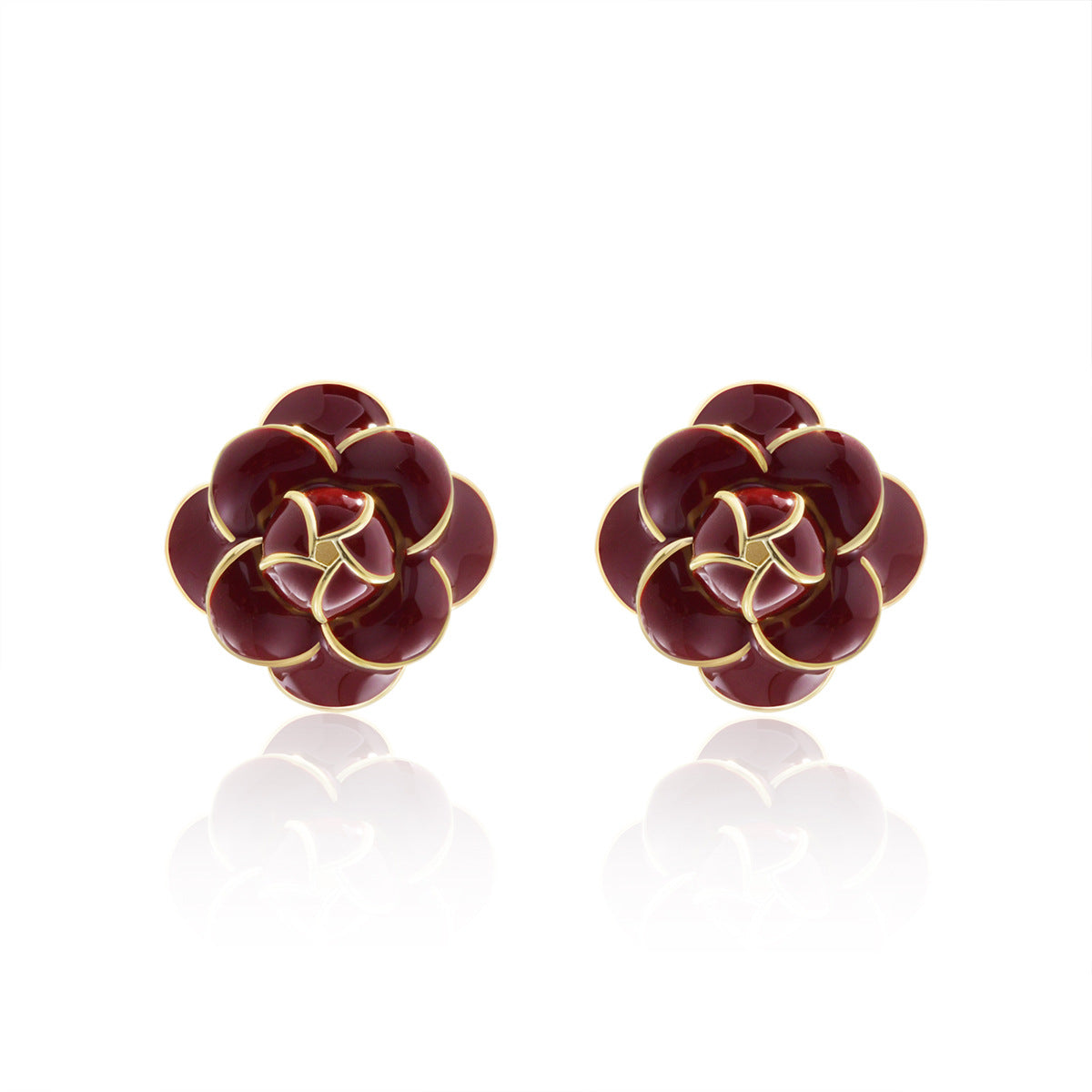 Red Classic Style Wine Flower Vintage Earrings