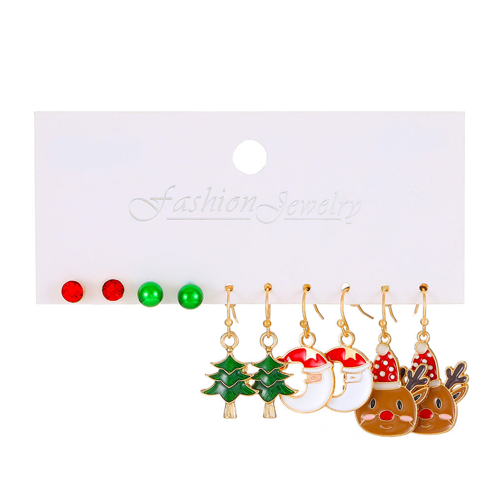 Women's Suit Cartoon Dripping Elk Santa Claus Earrings