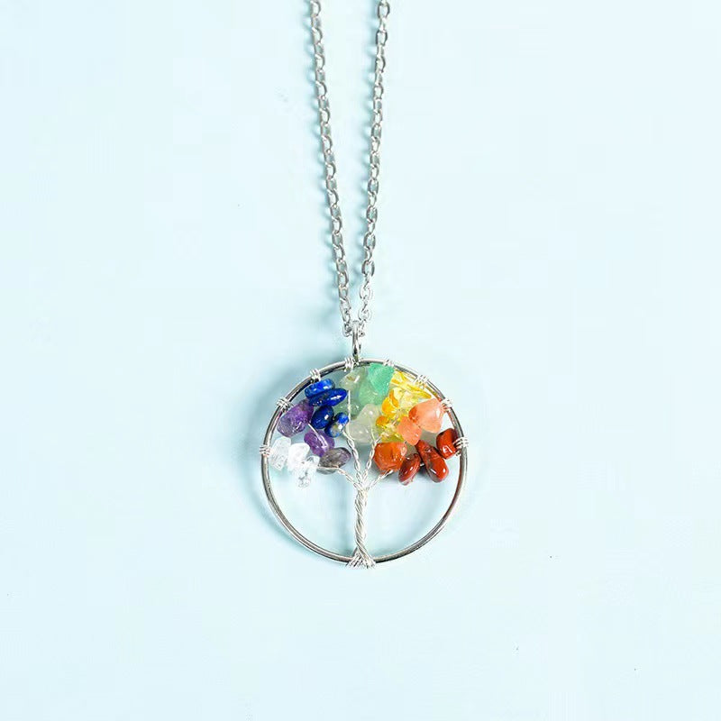 Lucky Tree Colorful Natural Gravel Winding Necklaces