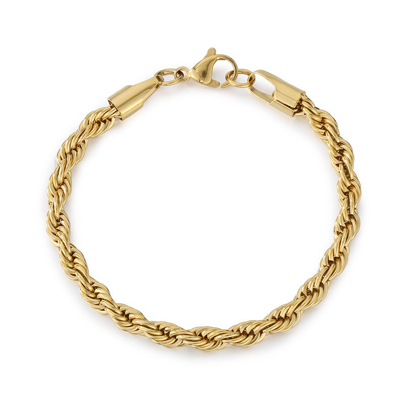 Women's & Men's Popular Simplicity Gold Stainless Steel Hemp Bracelets