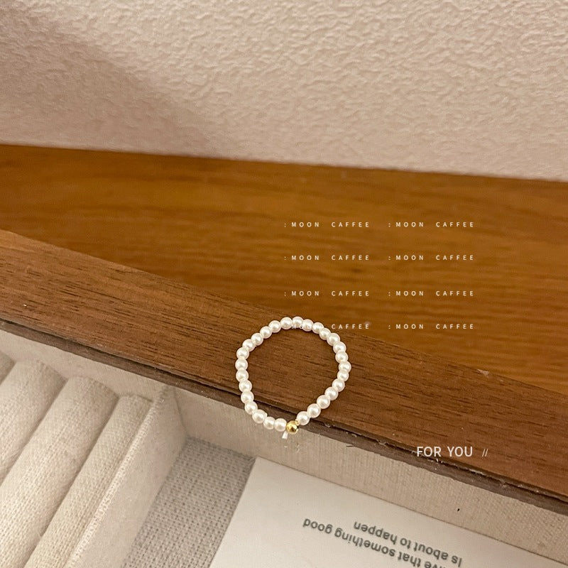 Light Luxury Stringed Pearls Elastic String Rings