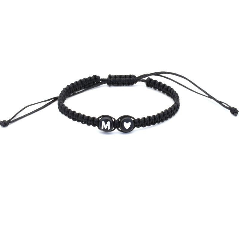 English Letters Love Heart Woven Friendship Bracelets