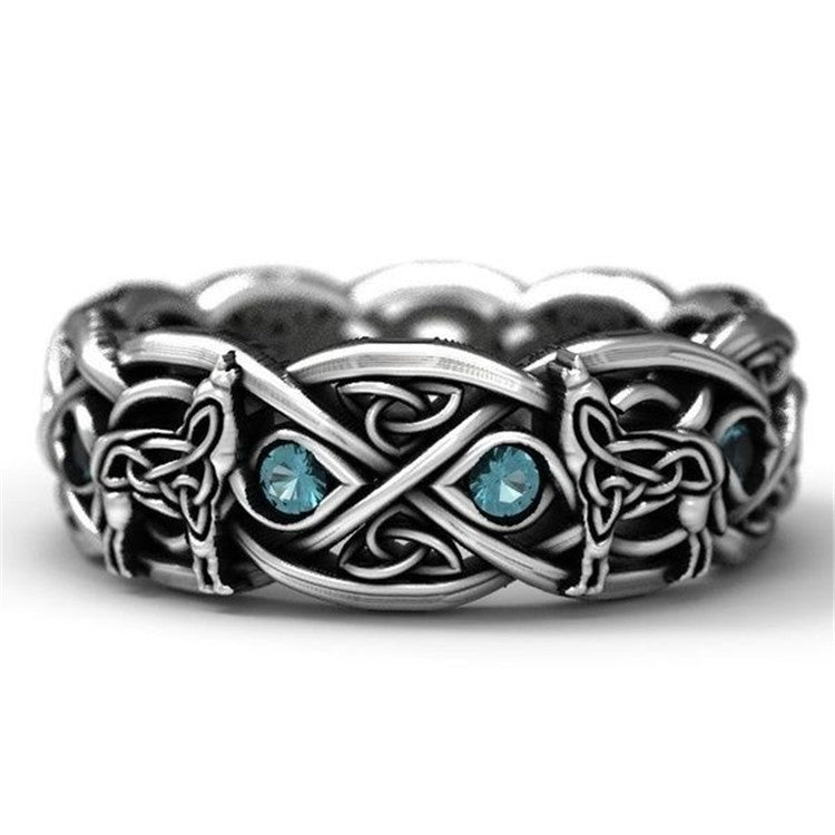 Celtic Wolf Topaz Totem Plated Thai Rings
