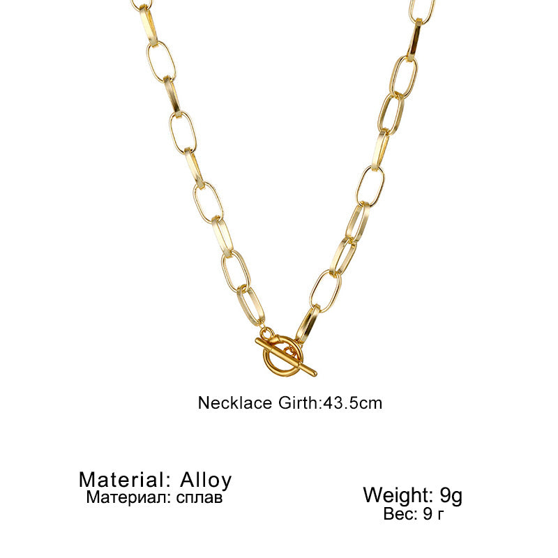 Women's Korean Style Hip Hop Alloy Buckle Simple Necklaces