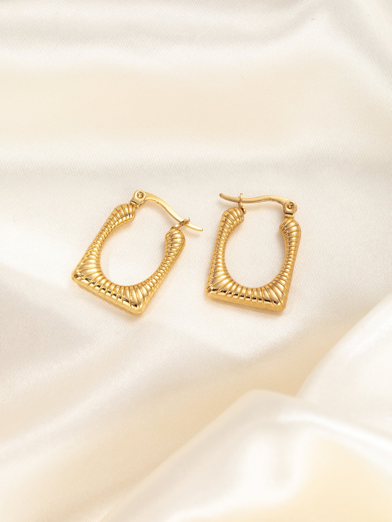 Stainless Steel Ginkgo Leaf Petals Golden Earrings