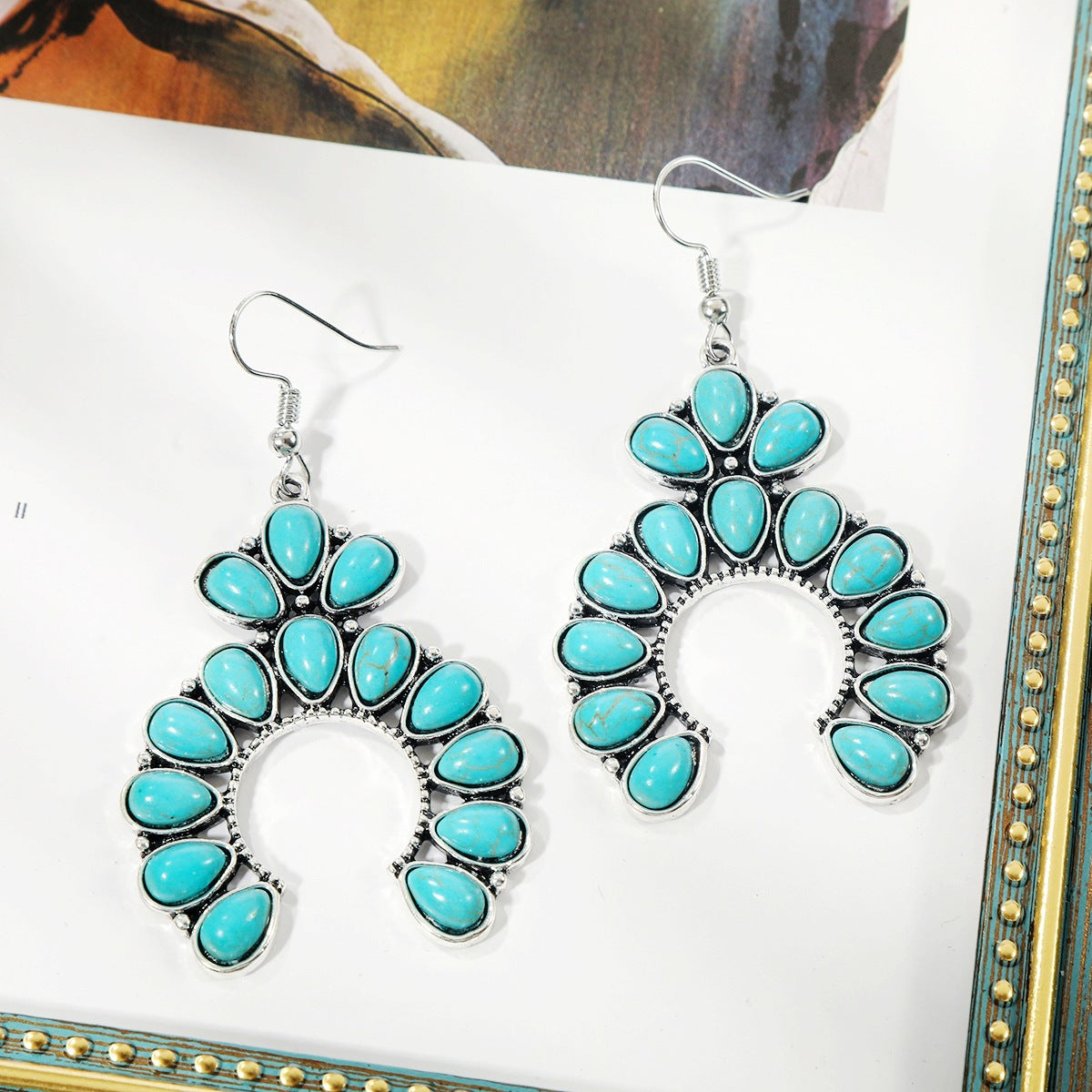 Ethnic Style Turquoise Suit Bohemian Vintage Rings
