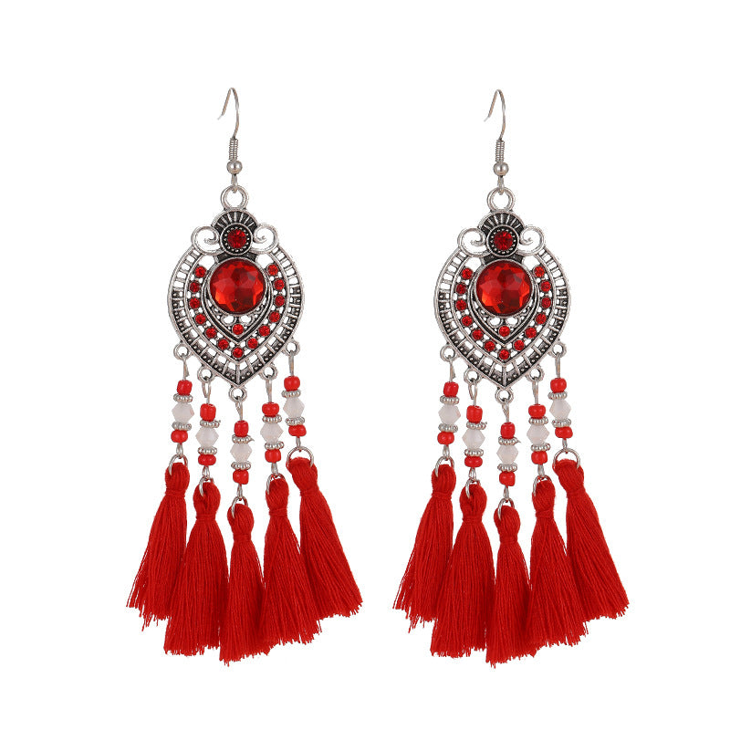Daisy Vintage Oval Diamond Tassel Leaf-shaped Earrings