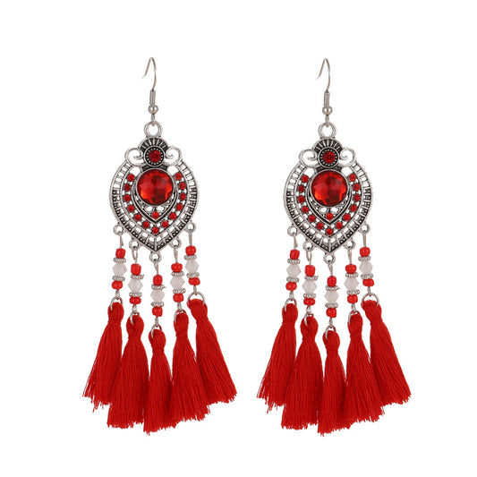 Daisy Vintage Oval Diamond Tassel Leaf-shaped Earrings