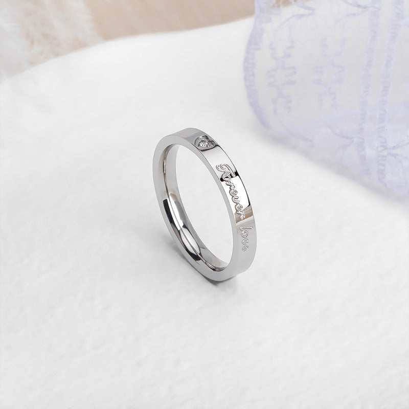 Steel Heart Shape With Diamond Female Rings