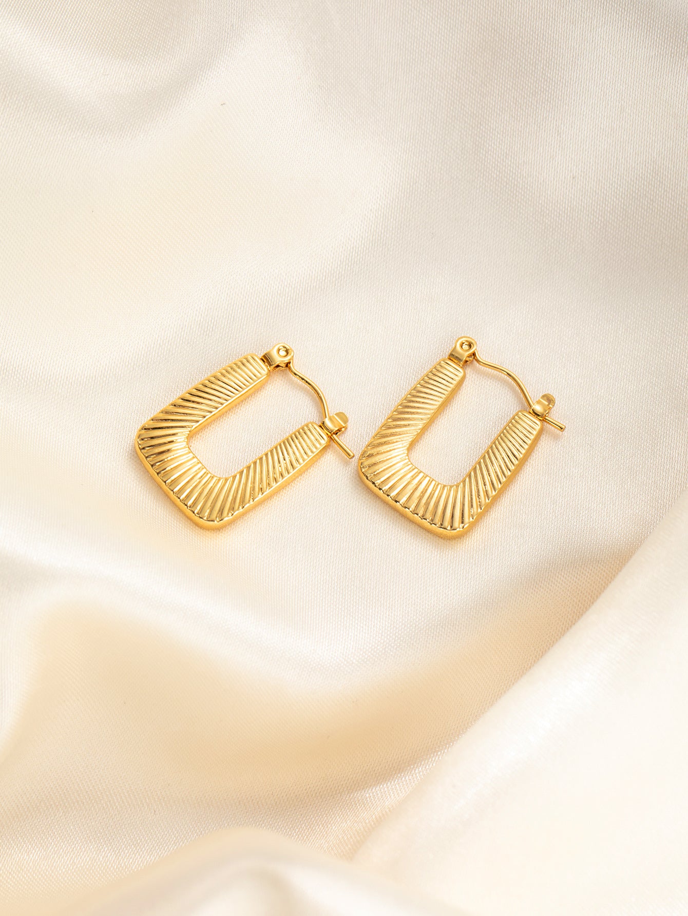 Stainless Steel Ginkgo Leaf Petals Golden Earrings