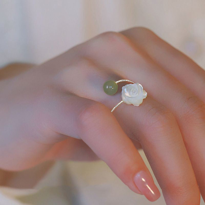 Jade Cube Sugar Female Retro Temperament Color Rings