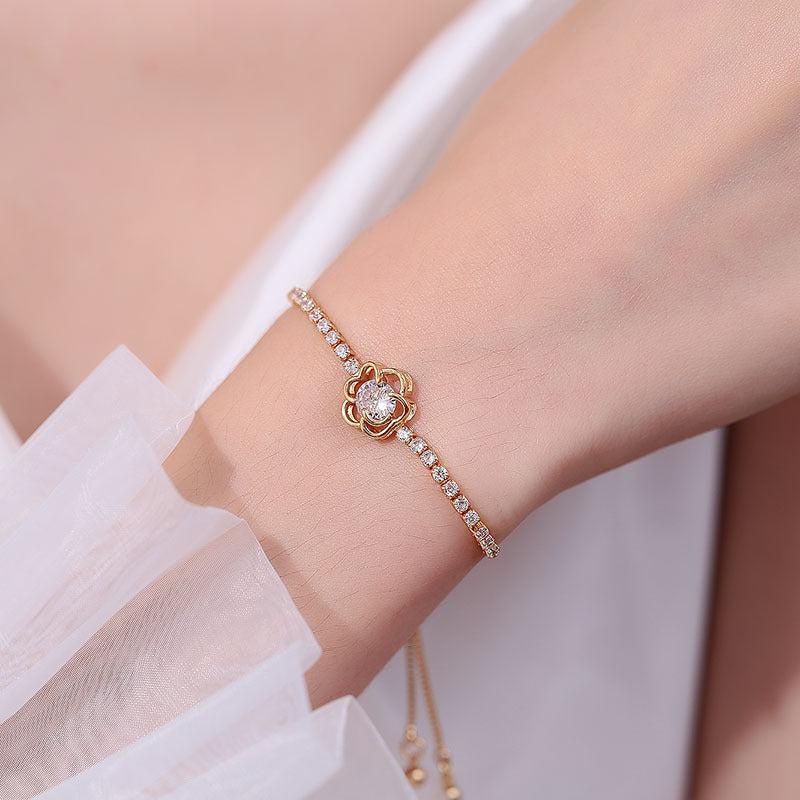 Women's Champagne Gold Zircon Temperament Wild Pull Bracelets