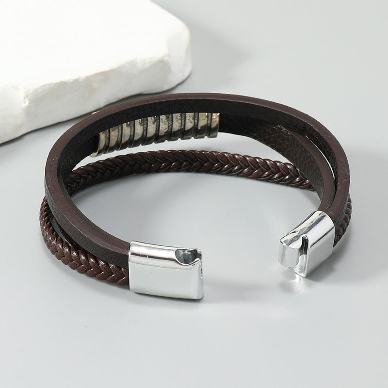 Men's Trendy Jewelry Simple Woven Leather Creative Bracelets