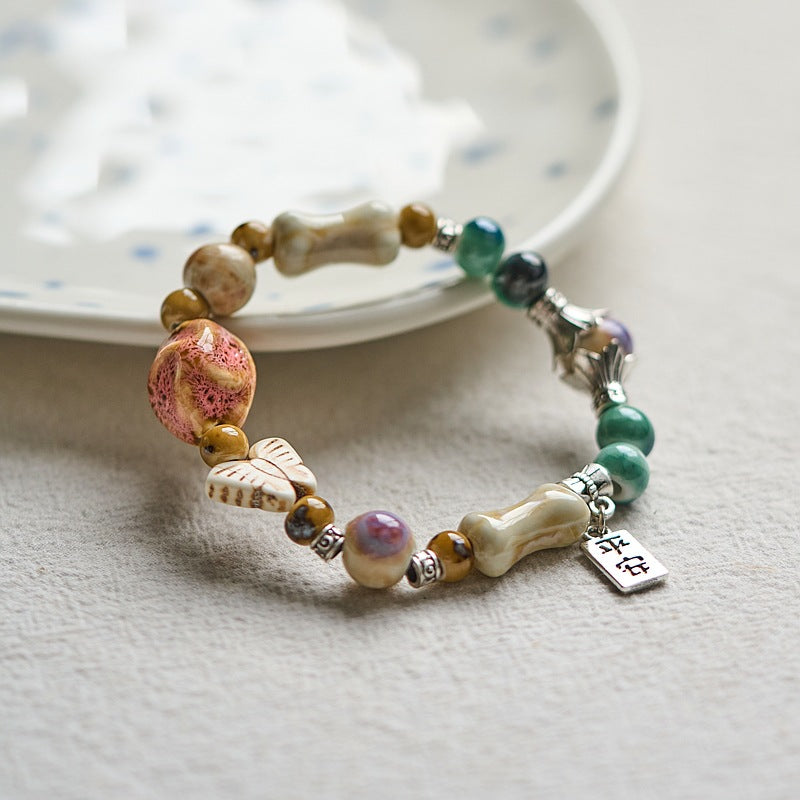 Ceramic Woven Chinese Style Fresh Ancient Beaded Bracelets