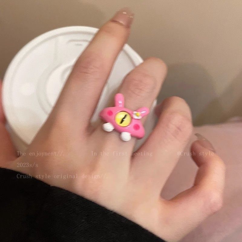 Cute Small Monster Black Cat Female Rings