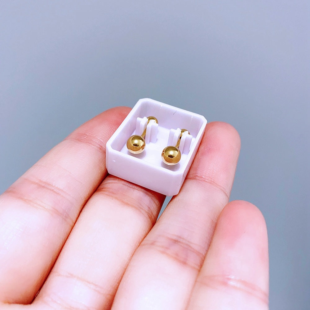 Basic Exquisite Small Glossy Metal Titanium Earrings