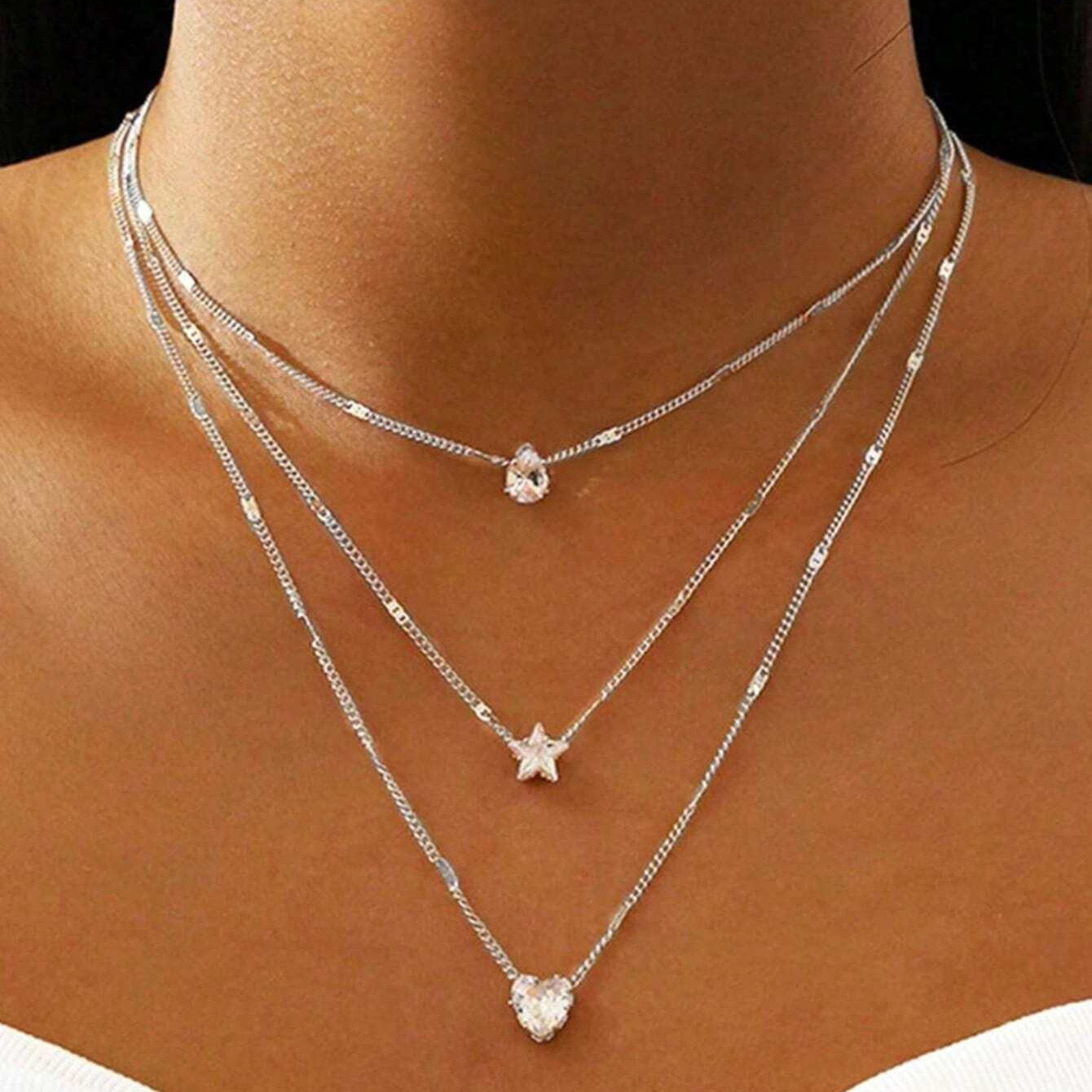 Women's Personality Love Five-pointed Star Water Drop Necklaces