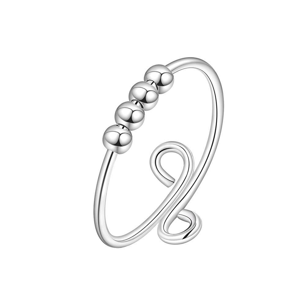 Women's Sterling Sier Rotatable Decompression Anxiety Adjustable Rings