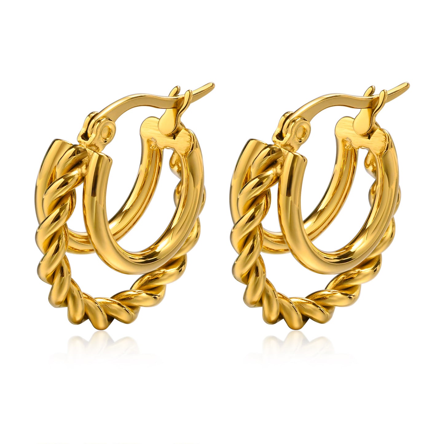 Women's Double Stainless Steel Three Tube Jewelry Earrings