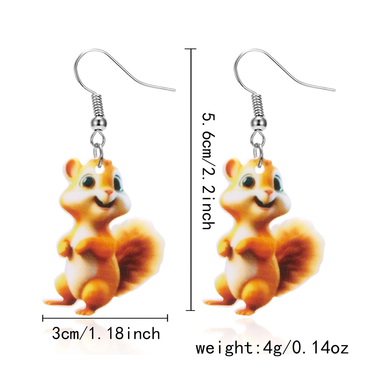 Cartoon Cat Squirrel Acrylic Painted Small Rings