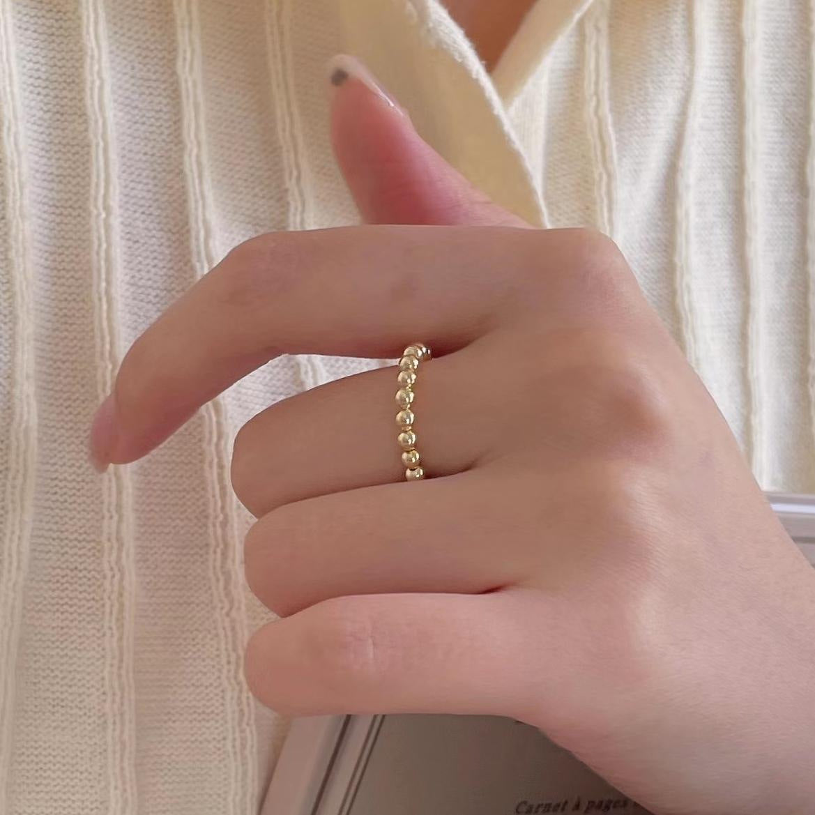 Women's Talk Style Sterling Sier Bead Fashion Rings