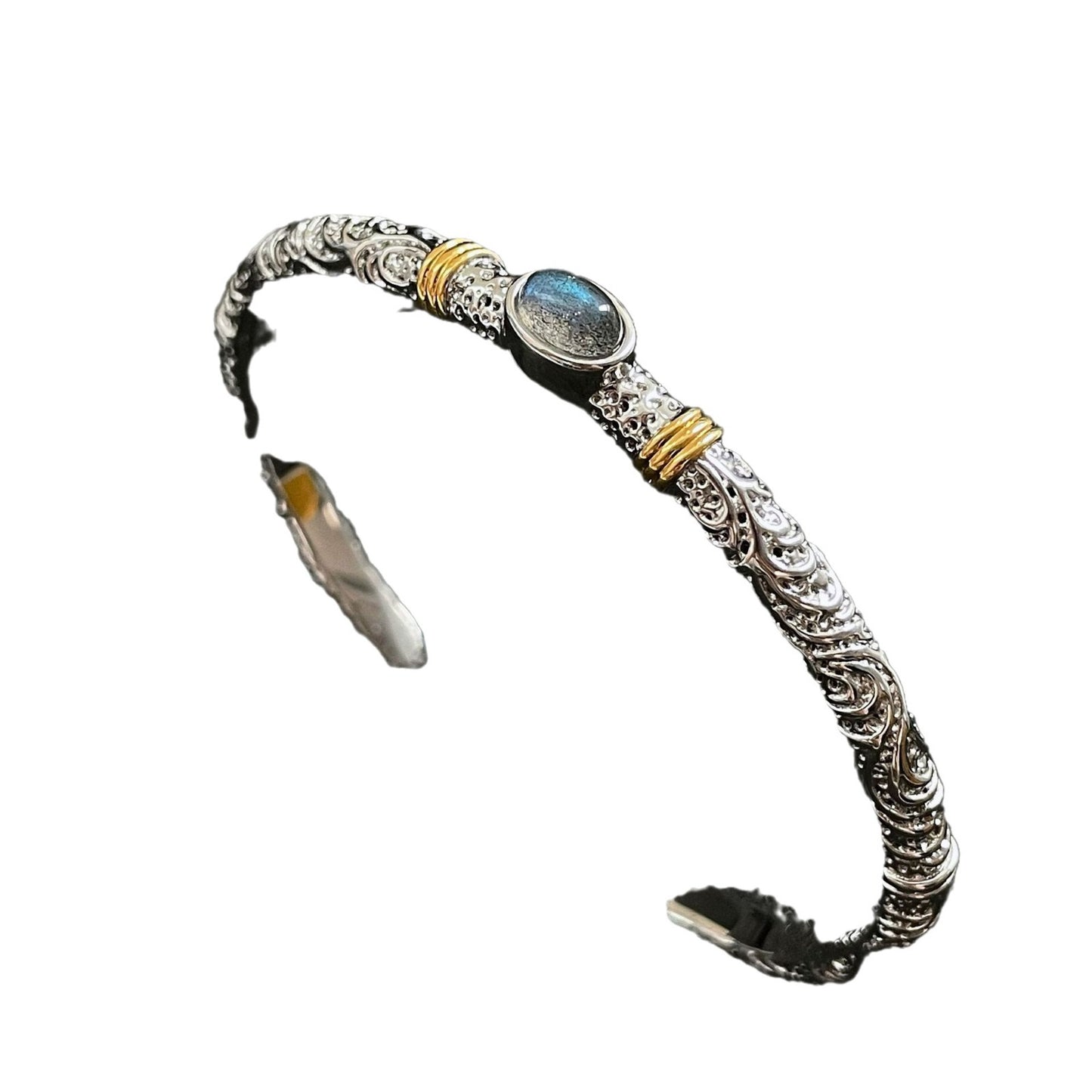 Mixing Color Gray Moonlight Tang Grass Pattern Open-ended Niche Bracelets